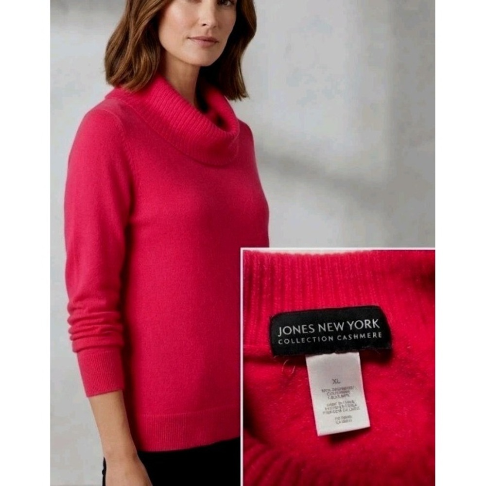 Jones New York Collection Cashmere Red Cowl Neck Pullover Sweater Women's XL